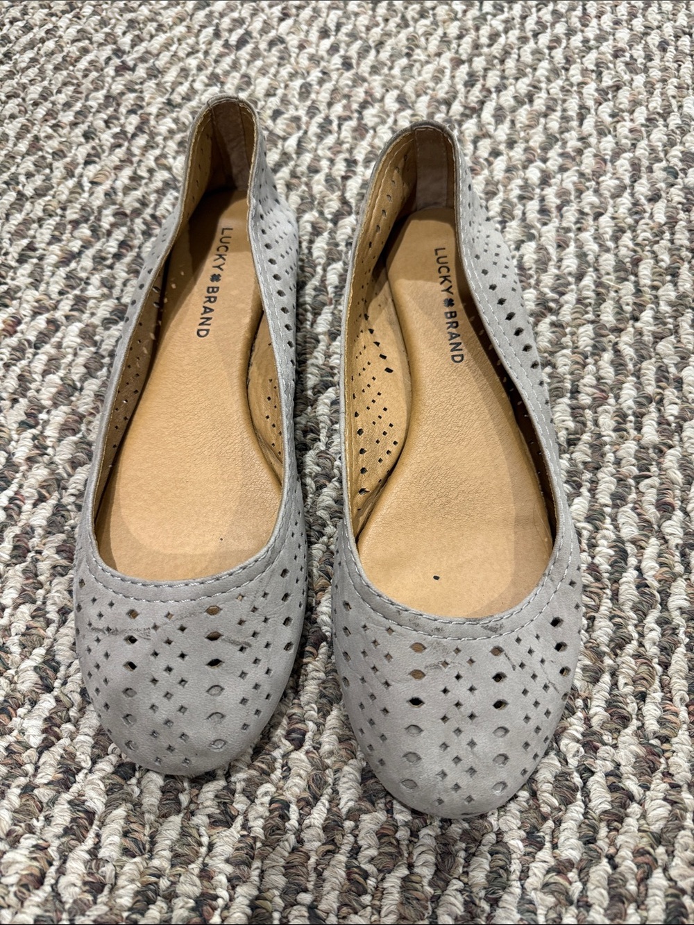 Lucky Brand Light Gray Perforated Ballet Flats